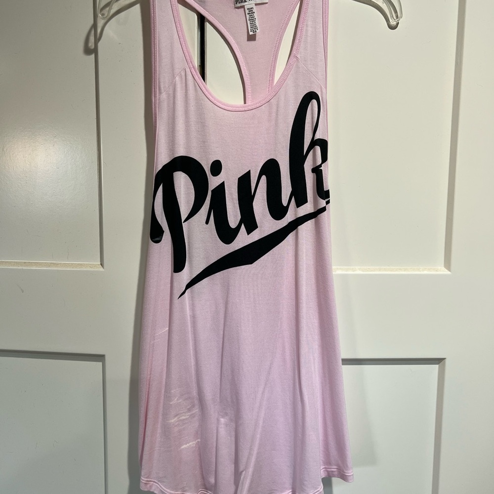 PINK Victoria's Secret Light Pink Tank Top with Black Logo